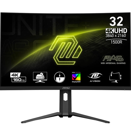 MSI MAG321CUP 32-inch 3840 x 2160 (UHD) VA 4K Gaming Monitor 160Hz Adaptive Sync 1ms HDMI Display-Port VESA Mountable Tilt