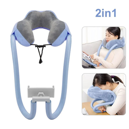 U-Shaped Neck Pillow With Gooseneck Phone Holder